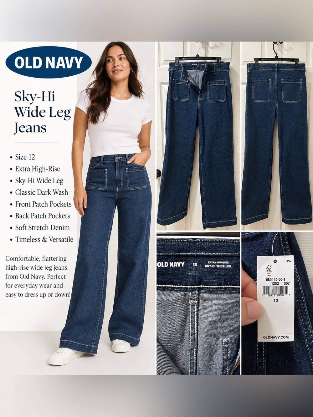 Old Navy Wide Leg Jeans - Dark Blue Wash